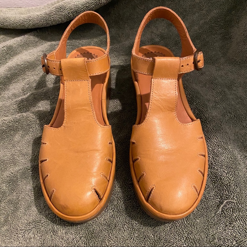 Fly London Mustard Yellow Sandal Wedges
